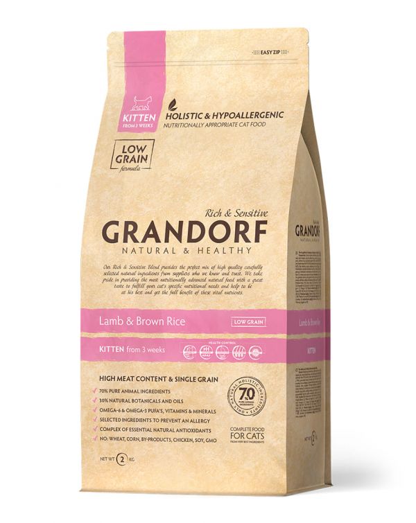 Grandorf Kitten food for kittens of all breeds, lamb and rice