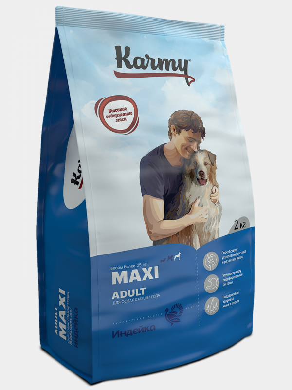 Karmy Maxi food for large breed dogs over 1 year old, turkey