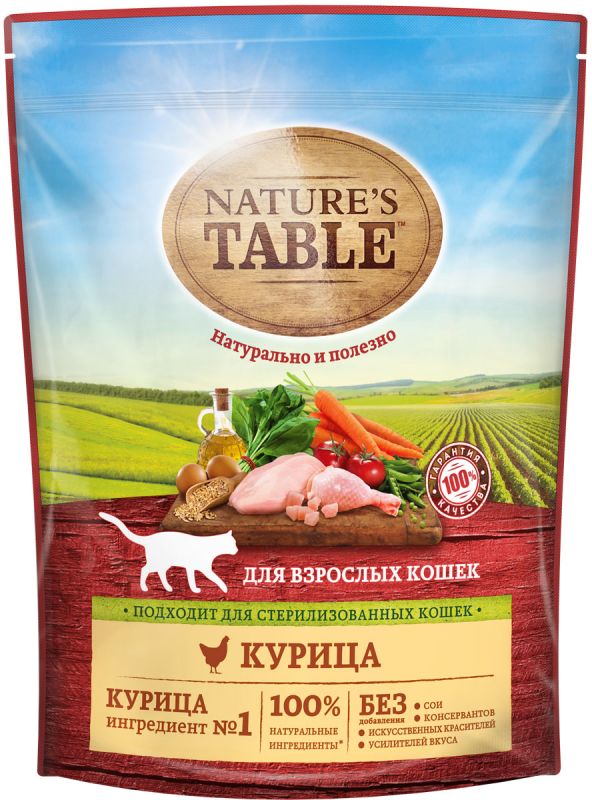 Nature`s Table food for adult cats of all breeds, chicken