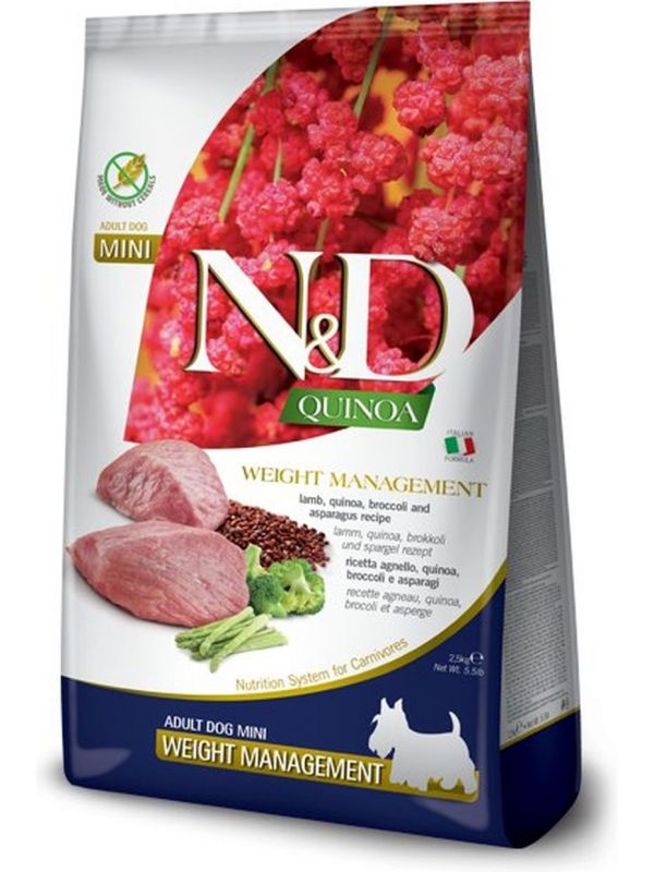 Farmina N&D Quinoa Small Breed Dog Food, Grain Free, Weight Control, Quinoa Lamb