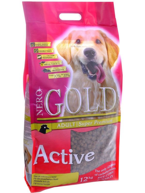 Nero Gold dog food, for active animals, chicken and rice