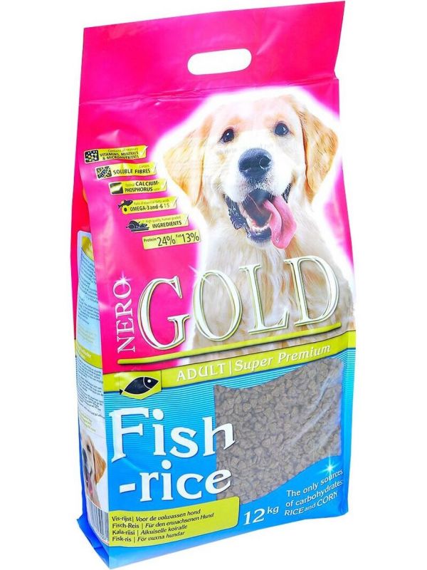 Nero Gold dog food, for healthy bones and joints, skin and coat, fish, with rice