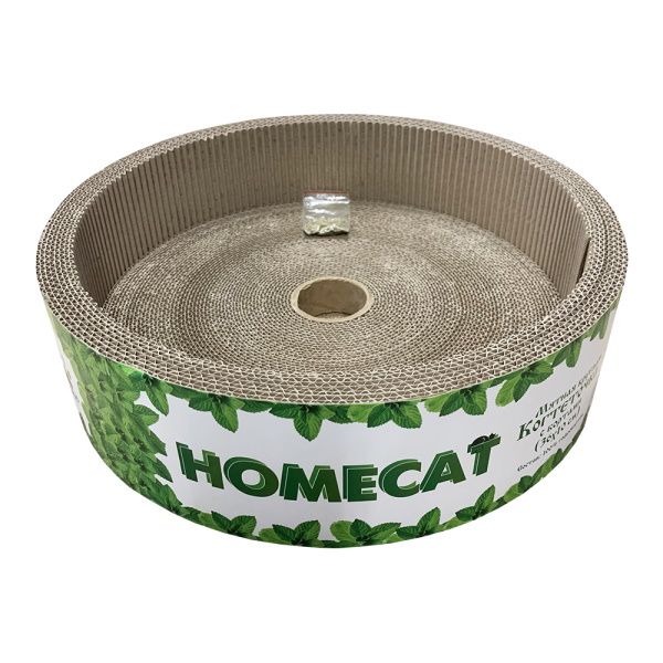 HOMECAT Mint cat scratching post, with edges, round, corrugated cardboard