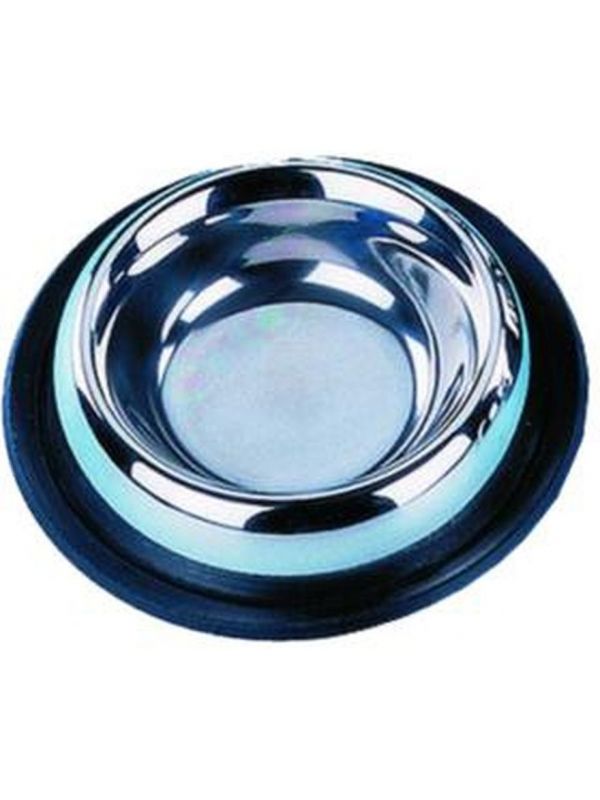 Nobby Royal metal dog bowl with rubber base chromed