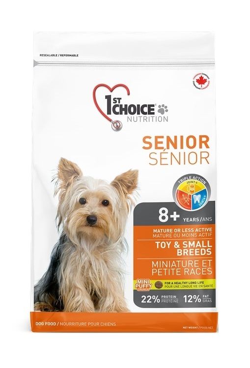 1st Choice food for senior dogs of small and toy breeds, chicken