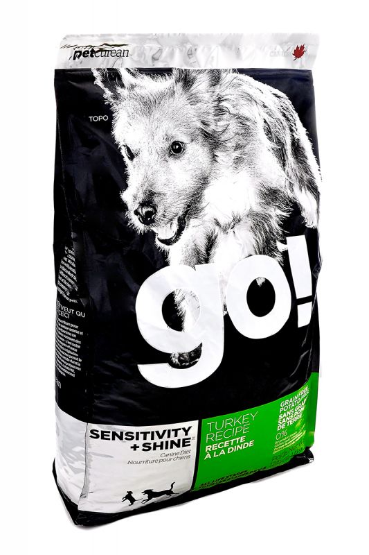GO! food for puppies and adult dogs of all breeds, delicate digestion, turkey